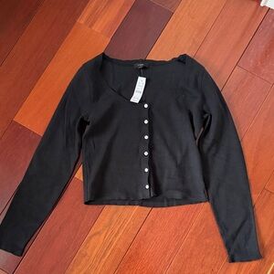 NWT J crew Black Button-Up Cardigan style long sleeve tee size small